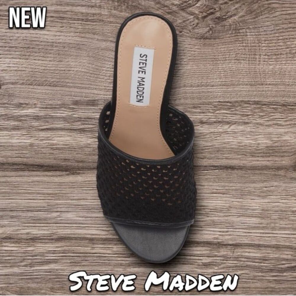 New NIB Women's Steve Madden Cataleya Block Heel Sandal Shoes - 9M - Black - Picture 5 of 6